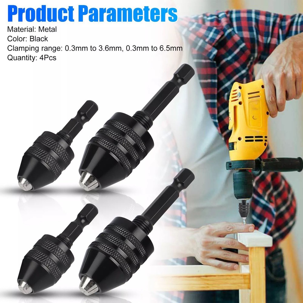 4Pcs 1:4-inch hex shank Versatile Conversion Drill chuck suitable for drills