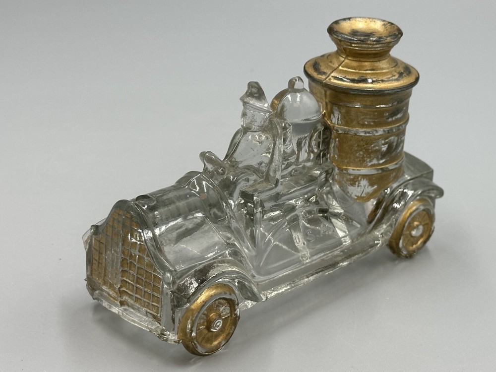 1920s FIRE ENGINE Large Boiler #2 GLASS CANDY CONTAINER Antique A&E 222