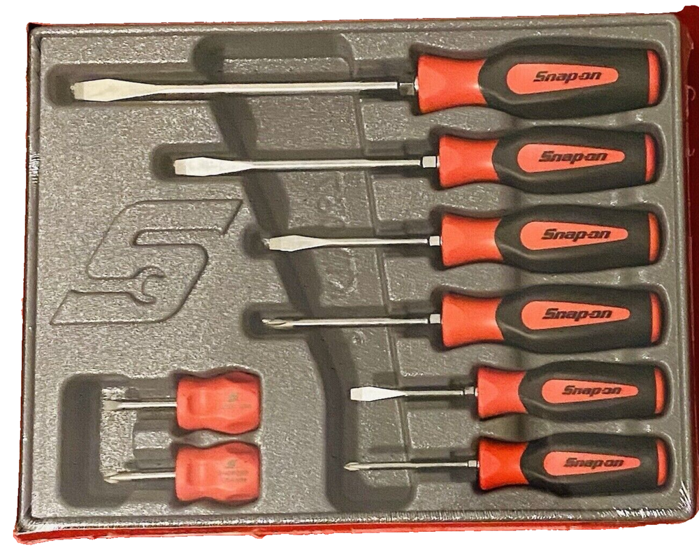 SNAP ON TOOLS SGDX80BR Red Screwdriver Set 8Pc Combination Soft Instinct Handle