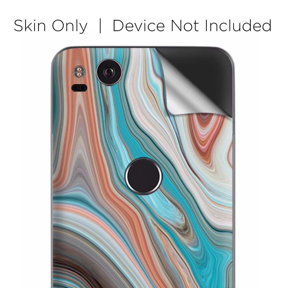 Google Pixel 2 Skins Decal Wrap Teal Blue Brown Geode Stone Marble