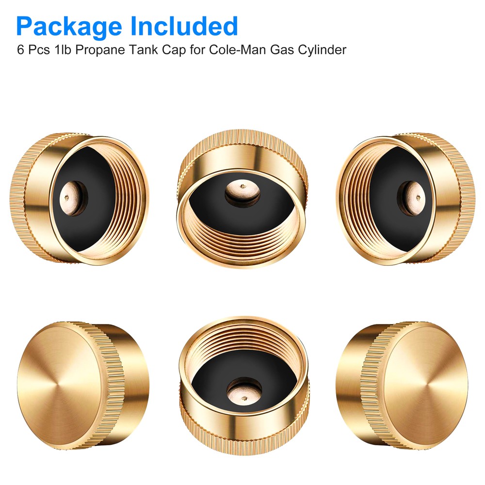6pcs 1LB Gas Refill Propane Bottle Cap Tank Threaded Valve Covers Solid Brass