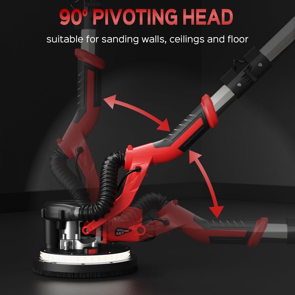 Drywall Sander, 8-Amp, Popcorn Ceiling Removal, 7-Variable Speed, W/12 Discs