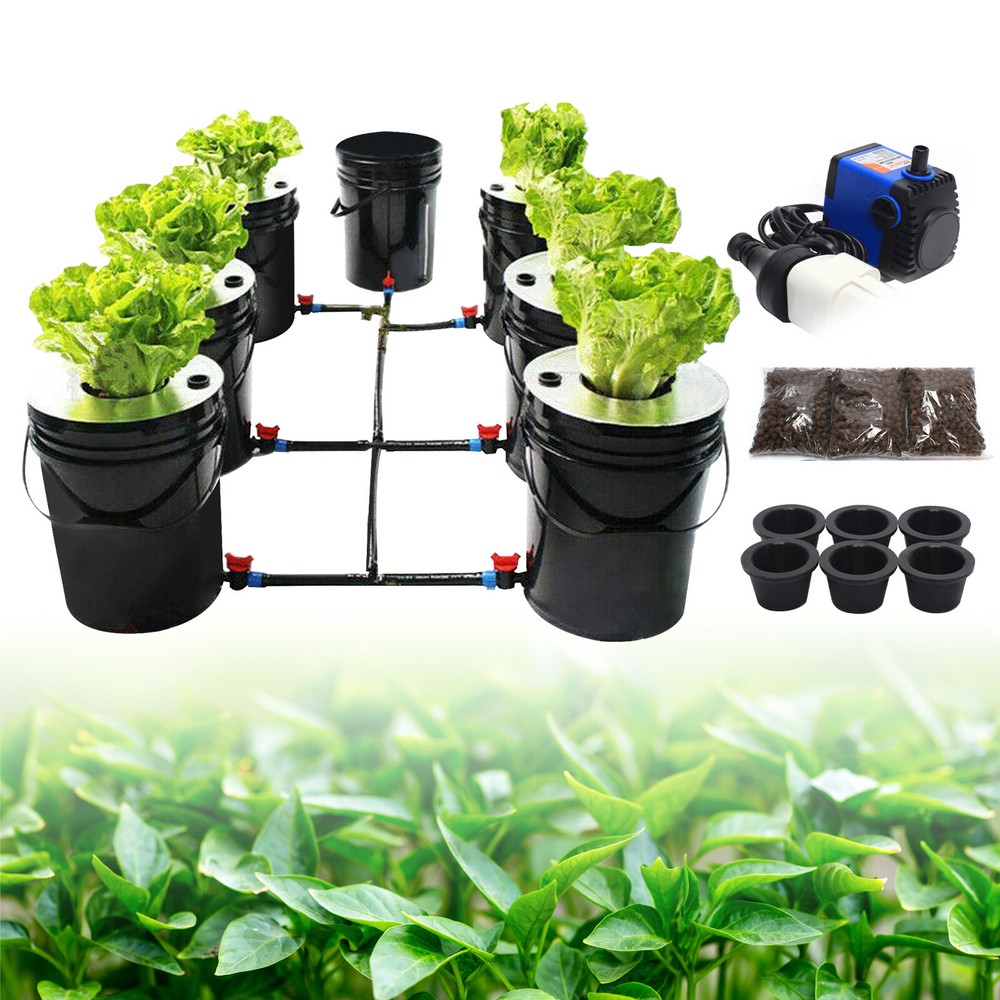 DWC 5 Gal 6 Bucket Hydroponics Growing System Recirculating Growing Set