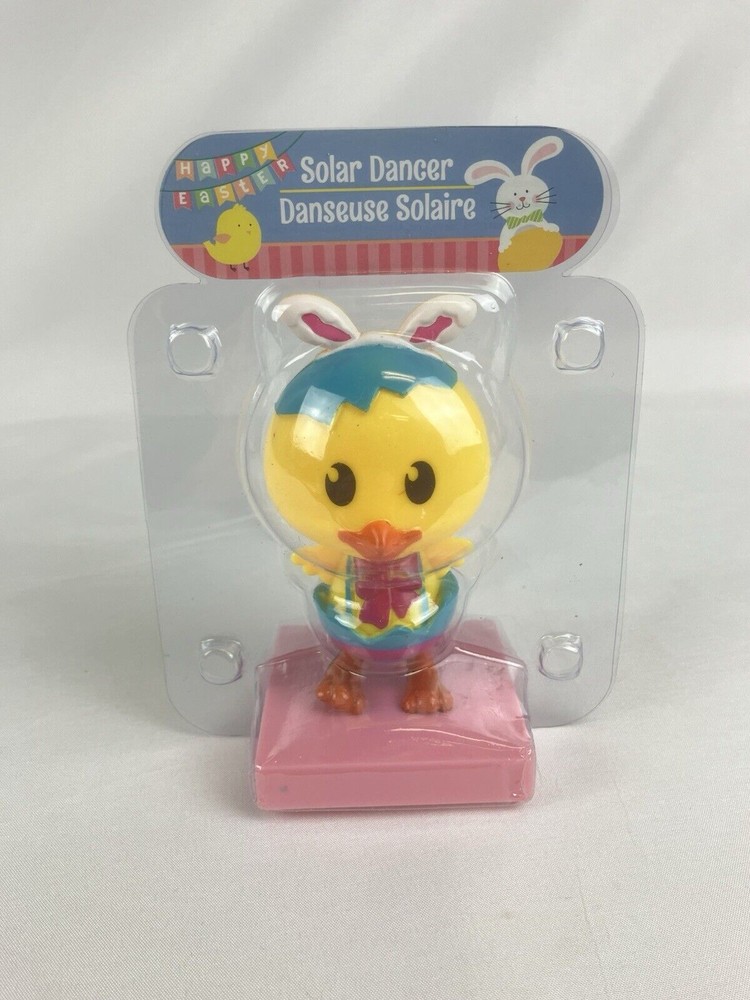 Dancing Easter Chick in Basket Solar Powered 4.5" Tall New