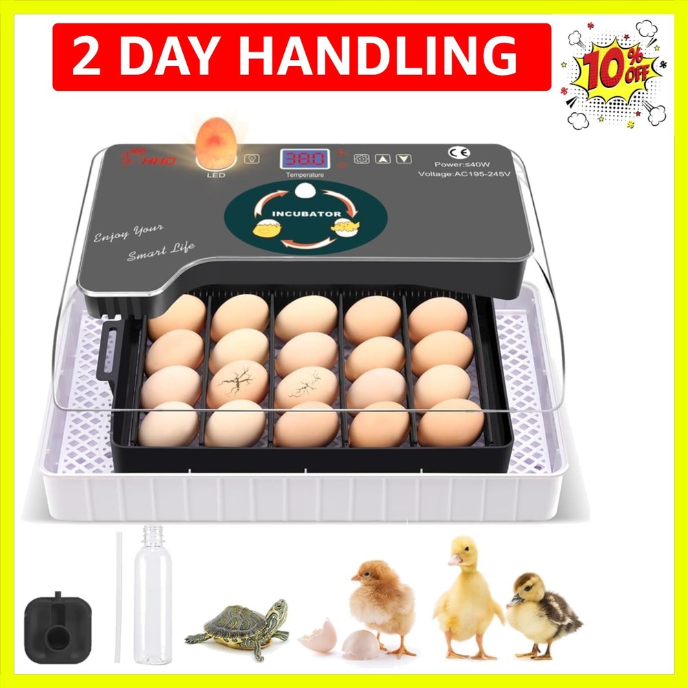 12 Egg Incubator - Automatic Egg Turner, Temperature Control, Built-in Candle...