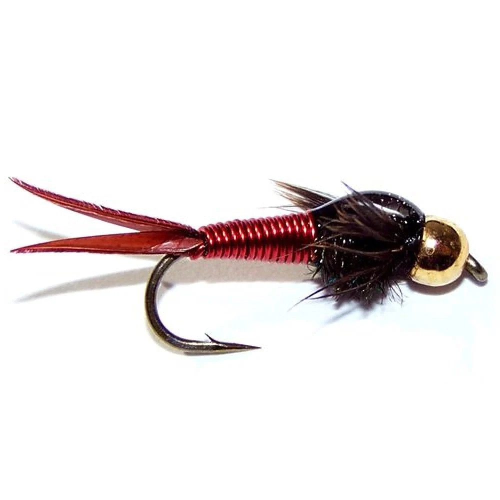 Bead Head Red Copper John Nymph Fly 6 Flies - Hook Size 10