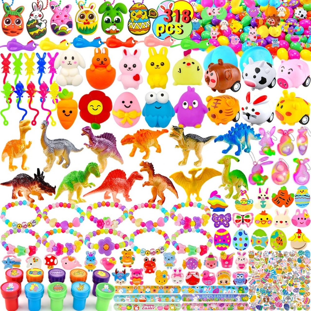 318 Pcs Prefilled Easter Eggs Filled Pre Filled Easter Eggs for Kids Prefille...