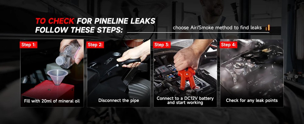 Auto Smoke Leak Detector Evap Pipe Smoke Generator Pipe Leakage Analyzer Tester