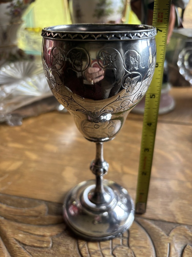 Pr Wilcox Silver Plate Victorian Goblets Ivy