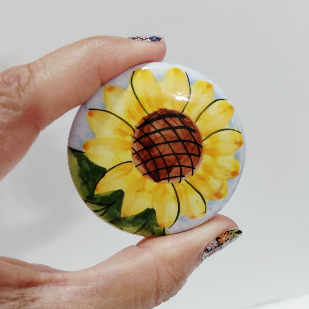 Antique Ceramic Drawer Pulls Handle Sunflower Kitchen Cabinet Knobs