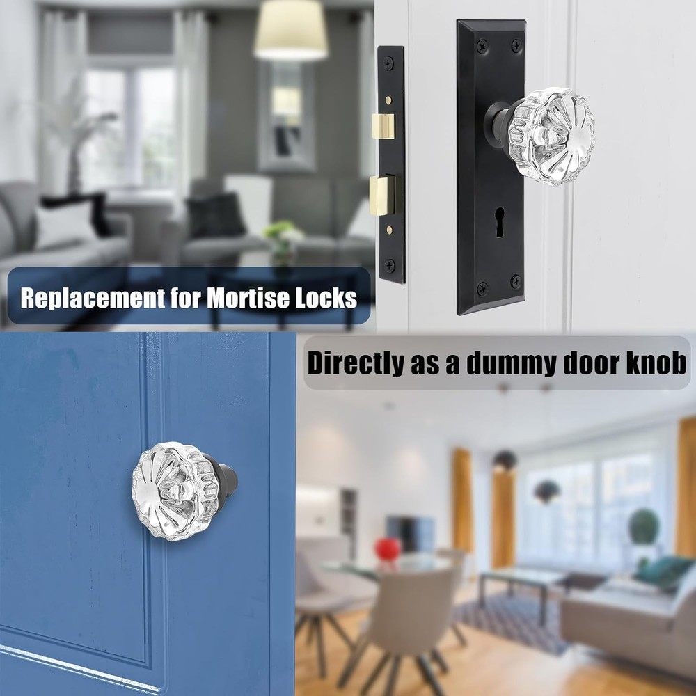 Glass Door Knobs Interior, Old Style Knob 1 Pack, Matte Black