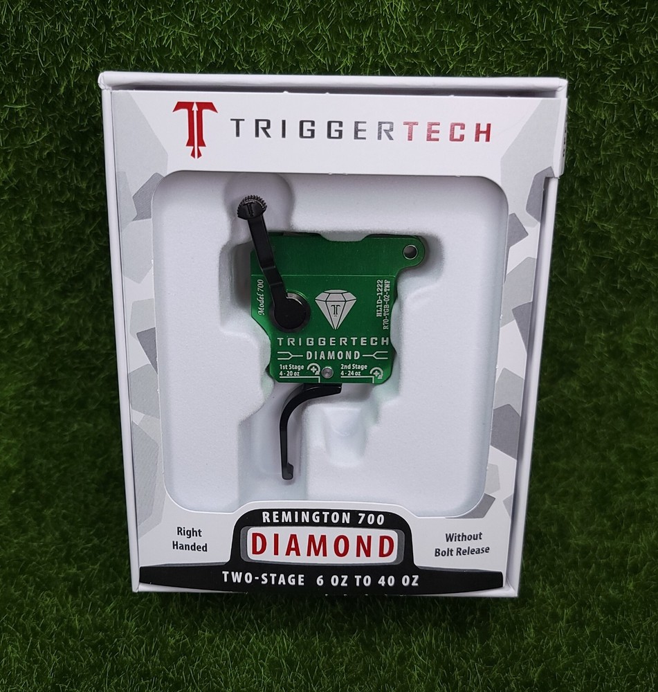TriggerTech Diamond Two Stage Flat Trigger Remington 700 Clone Right Hand, Green