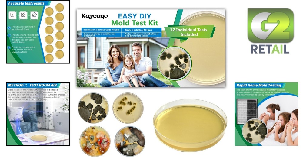 Mold Detection Kit with Guide - 12 Tests for Home Surfaces & Air Quality