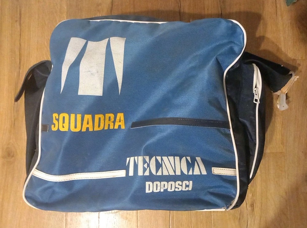 Vintage Tecnica Ski Boots Shoulder Storage Bag Blue