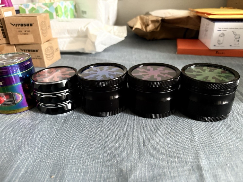5 Pack Manual Spice Grinder Mixed Colors 4 Layer Kitchen Crusher Bulk