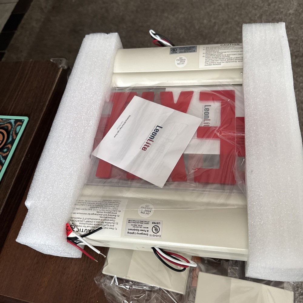 LEONLITE Red LED Edge Lit Exit Signs UL 924, Emergency Exit Lights - 2 Pack