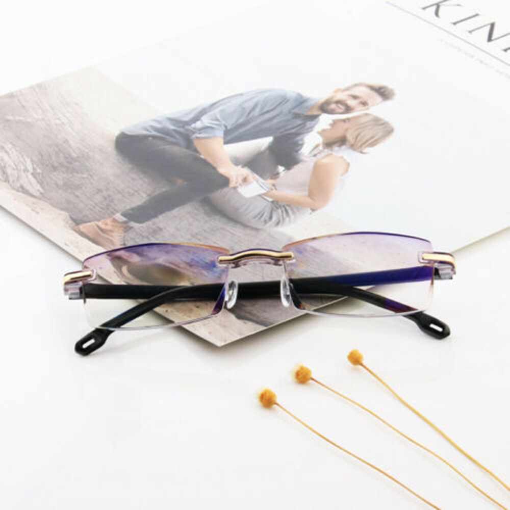 1-10 PK Mens Ultralight Rimless Rectangular Reading Glasses Blue Light Blocking