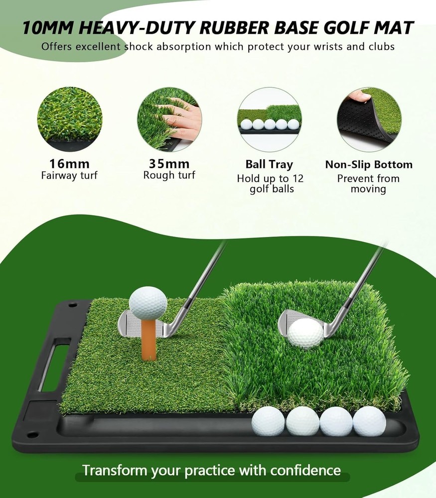 Golf Net for Hitting Practice, 10 x 7FT Golf Training Net with Mat and Target...