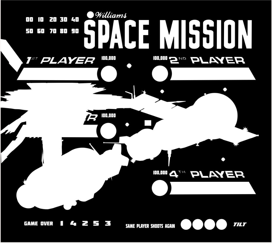 Williams Space Mission Pinball Machine Next Gen Translite backglass