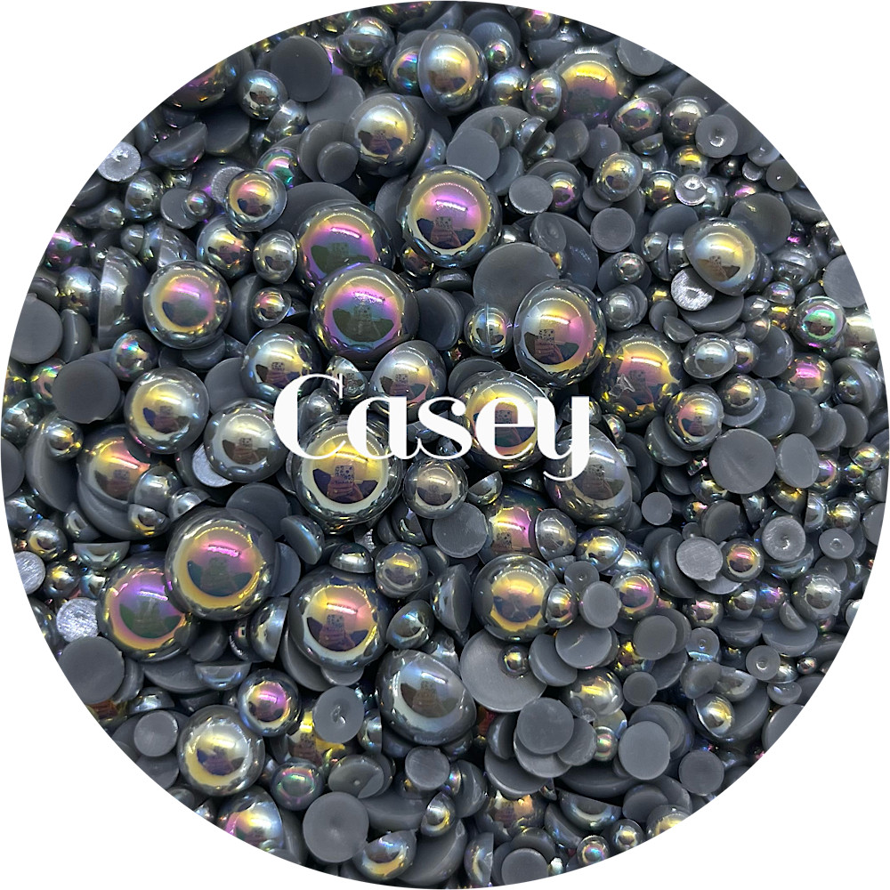 Flat Back Non-Hot Fix Pearls - AB Grey