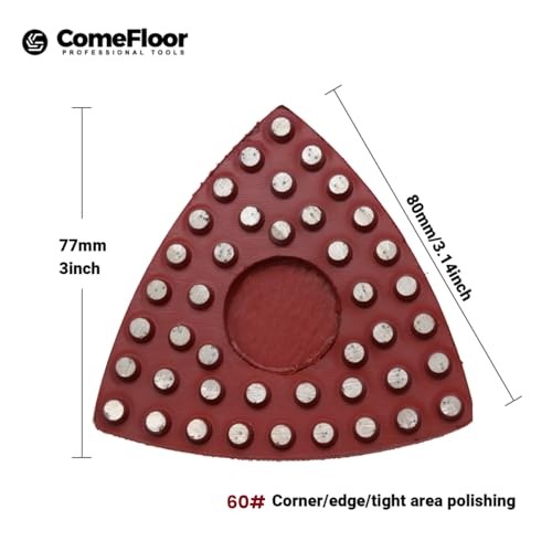 Triangular Diamond Grinding Pads for Corner Edge, 3 Inch Metal Bond Dots 60#