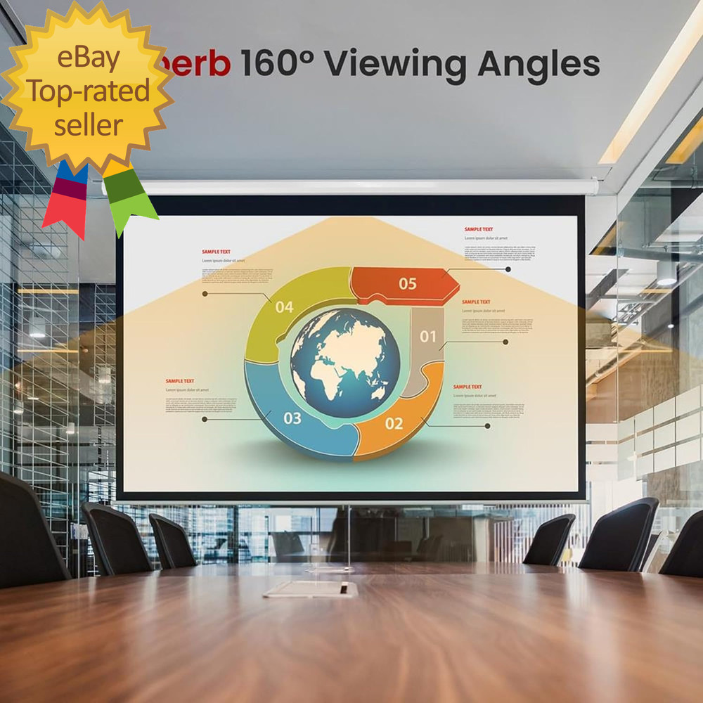 Manual Pull-Down Projector Screen Universal 84Inch Roll-Down Retractable Manual