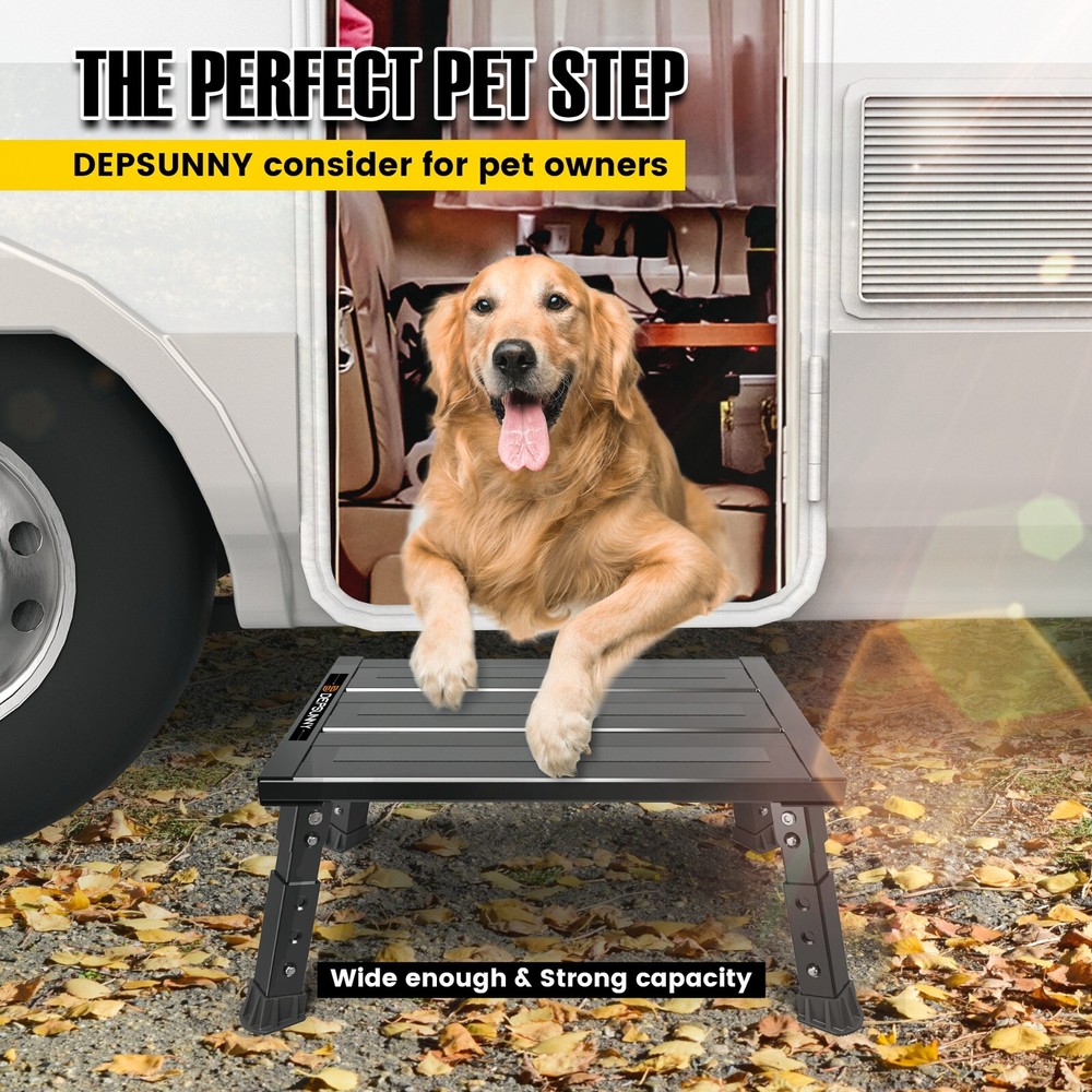 Adjustable Height Platform Step | Supports up to 1,000lbs. | Aluminum(BLACK)