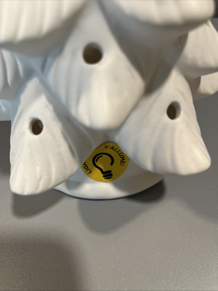 9" Unfired Vintage Ceramic Christmas Tree With Lighted Base