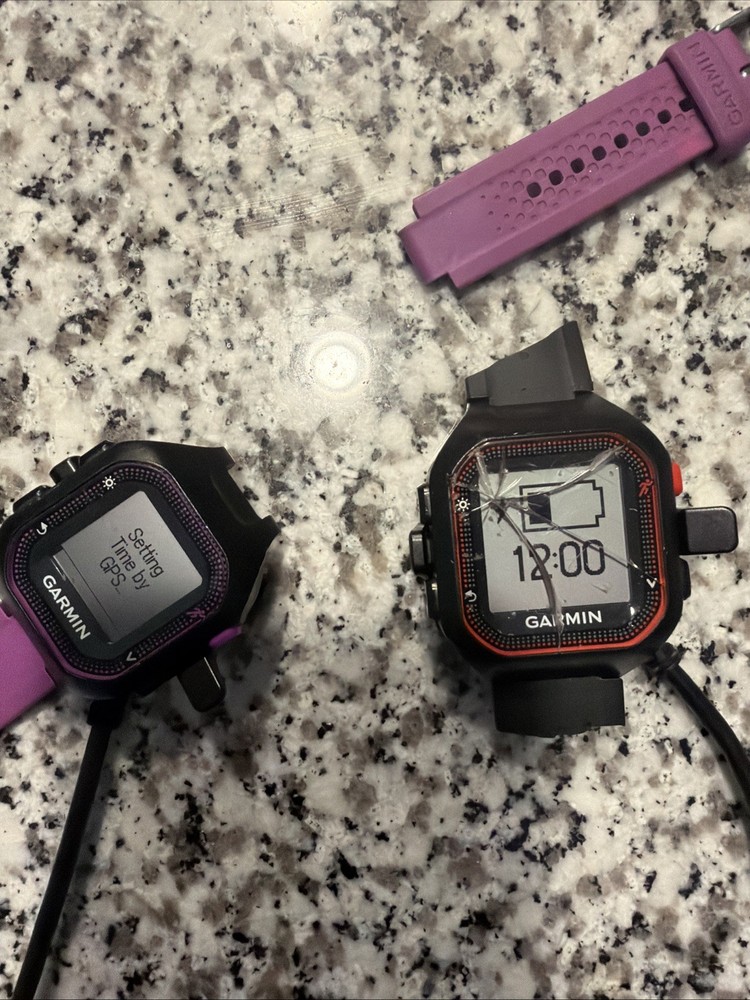 Garmin Forerunner 25 Bundle (2) – 1 Working, 1 For Parts (Cracked Screen)