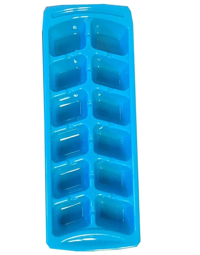 Stackable Ice Cube Trays 4-Pack - BPA Free, 12 Medium Cubes Each, White & Blue