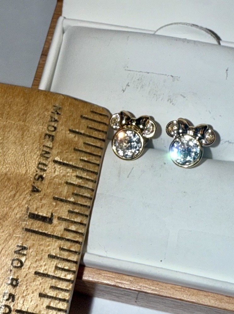 DISNEY Solid 10K Gold Minnie Mouse Gemstone Stud Earrings Set