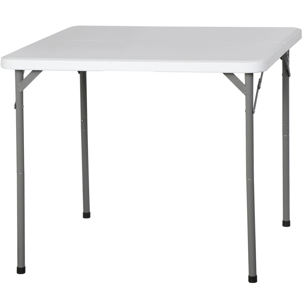 Heavy Duty 34" Folding Table Plastic Square Card Table w/Carrying Handle White