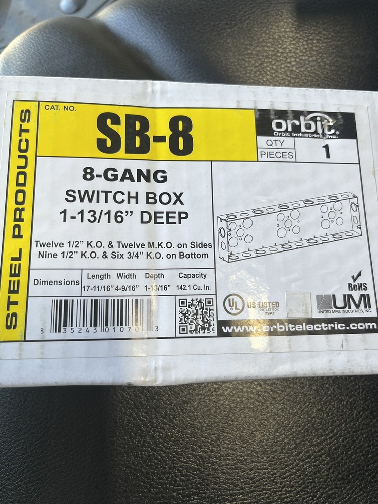 Orbit SB-8 8 Gang  Switch Box 1-13/16 Deep