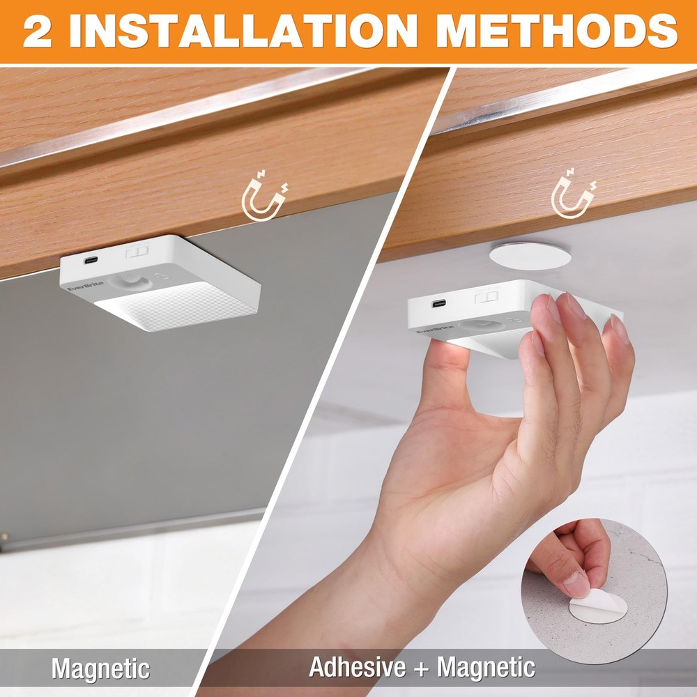 Rechargeable Square Motion Sensor LED Night Light, Motion Activated LED Night...