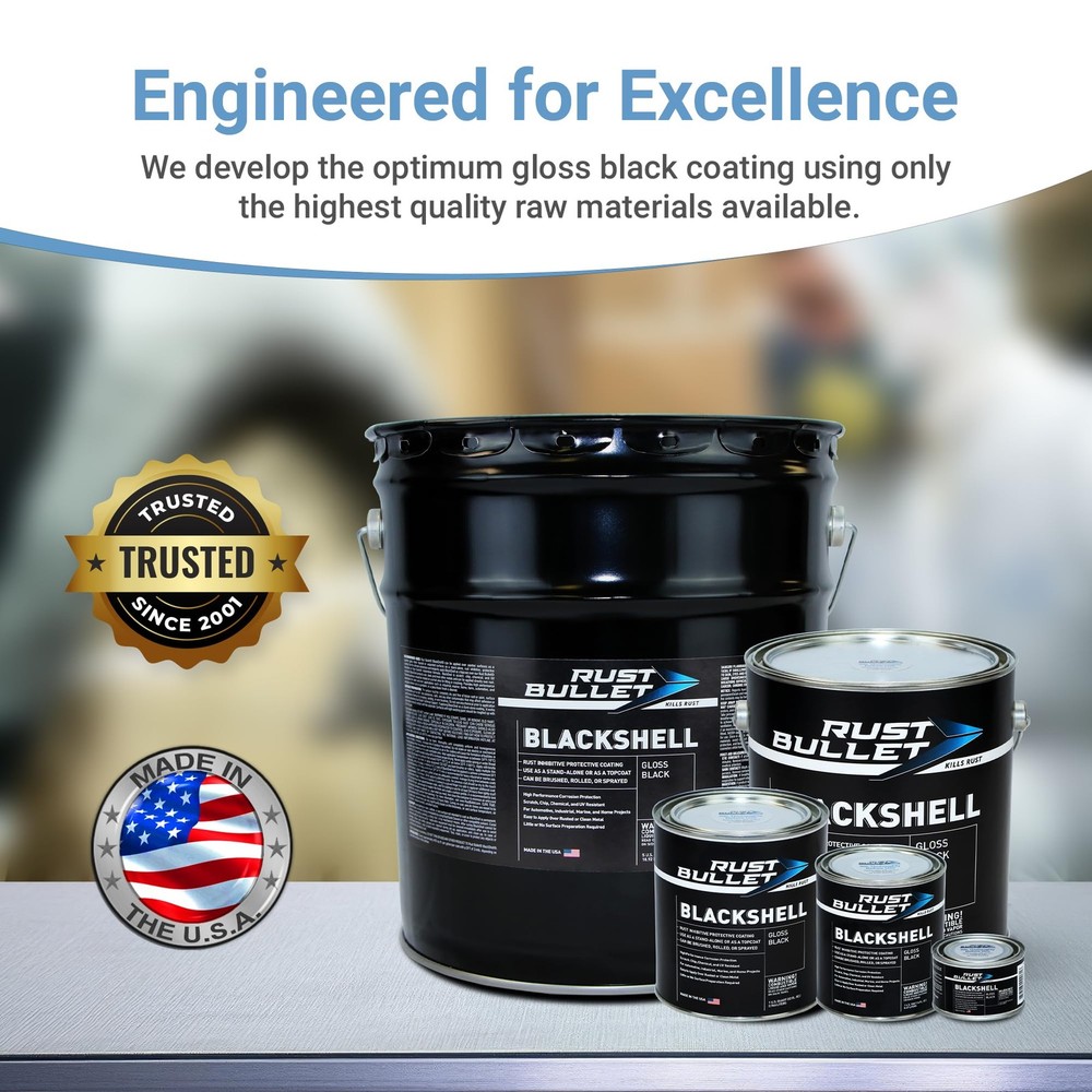 RUST BULLET BlackShell - Gloss Black - 1 Quart - Corrosion Preventive Coating,