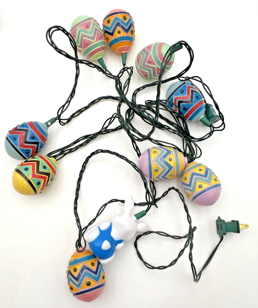 (3) EASTER STRING LIGHTS W/PLASTIC EGG, RABBIT, CARROT COVERS & EXTRAS