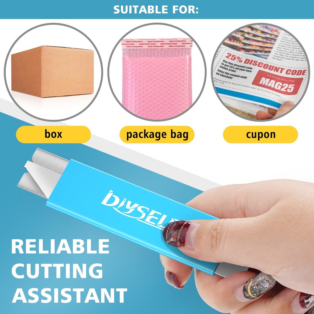 DIYSELF Box Cutters, 12 Pack Cutter Retractable, 12-Pack, Blue