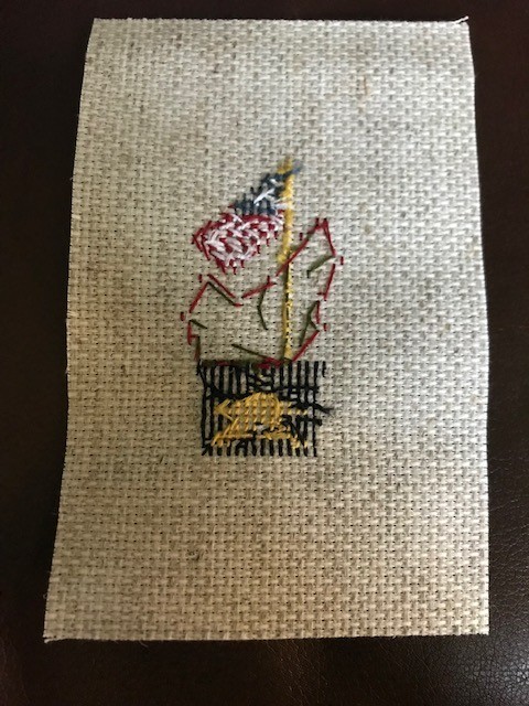 Completed, Finished Counted Cross Stitch, Patriotic Planter