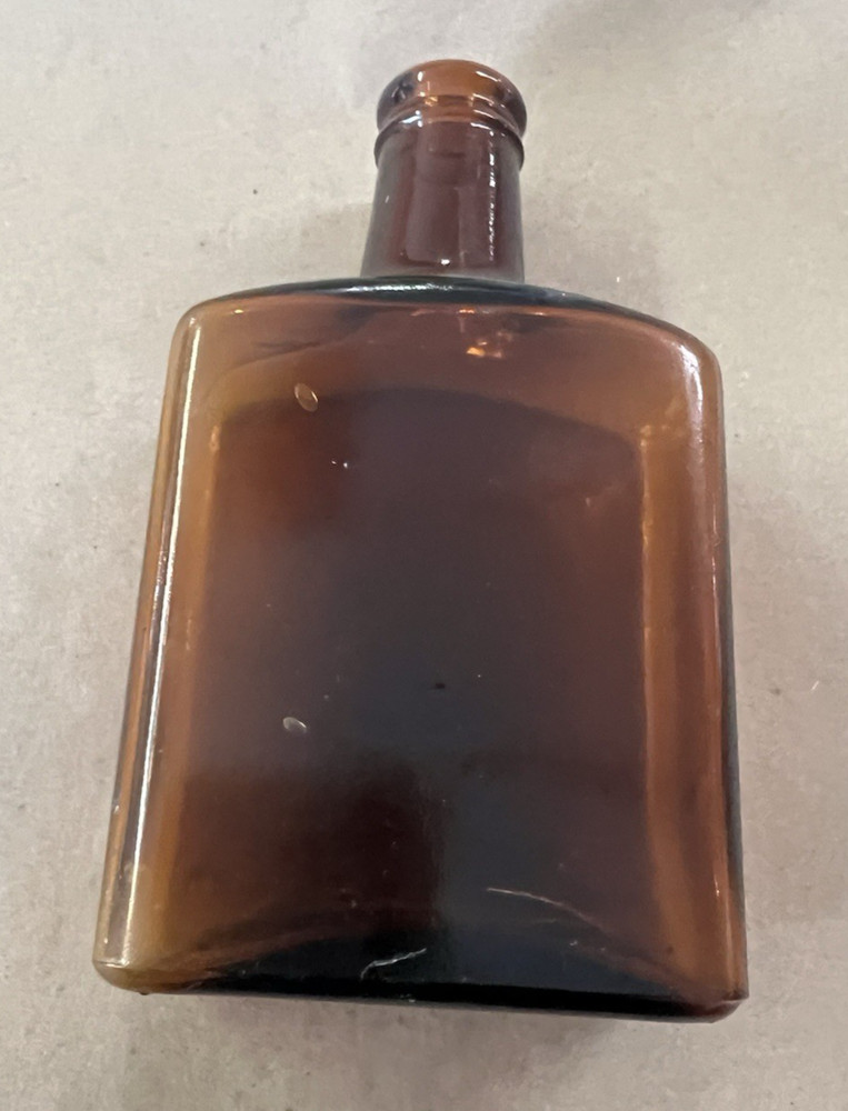 EMBOSSED Union Made V. E. Shields & Co Cincinnati Amber Bottle 5 1/2 " TALL