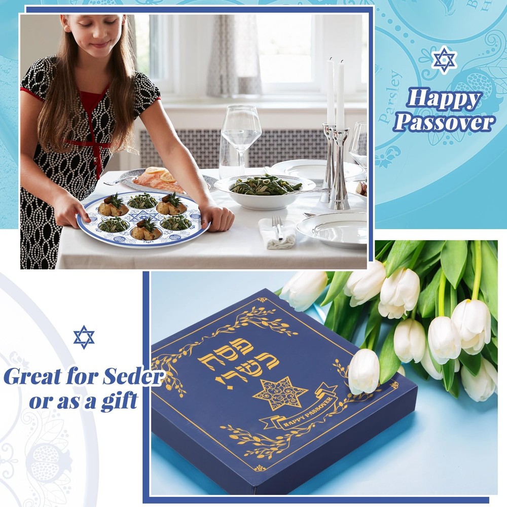 Passover Ceramic Elegant Seder Plate 12 Inch one size, Style