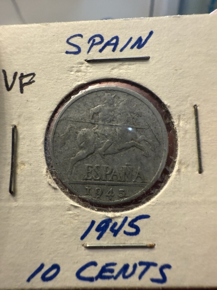 1945 Spain 10 Cent Coin - VF