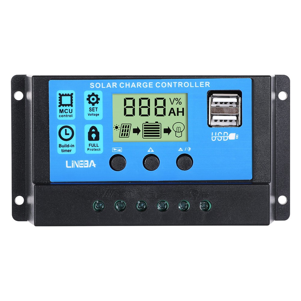 PWM Solar Charge Controller for 12/24V Solar Panel Battery Intelligent Regulator
