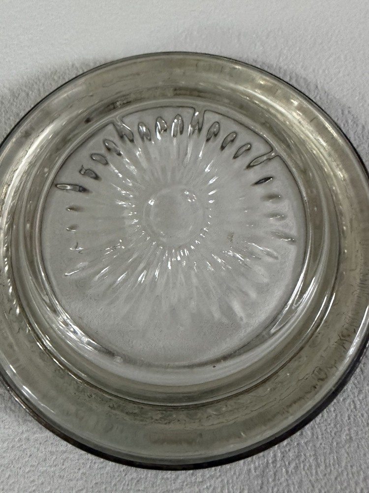 Vintage Glass Silver Plate Coaster Starburst Pattern