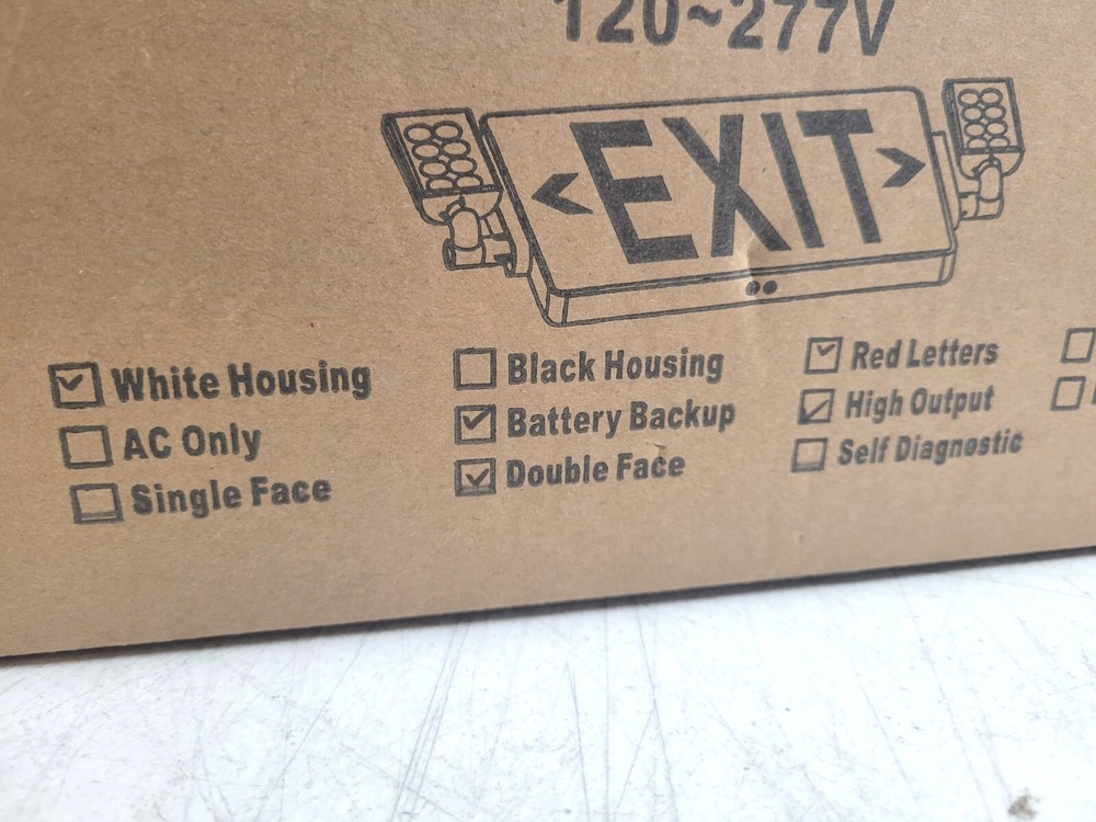 4 Gruenlich Single or Double Sided Combo EXIT Signs w/ 2 Adjustable LED Lights