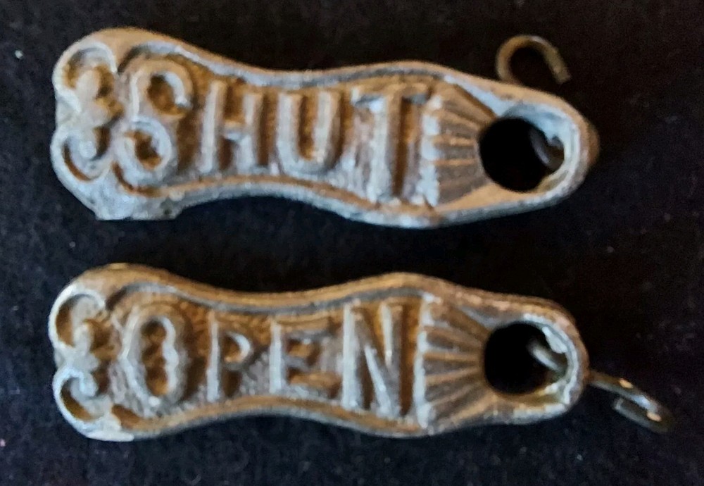 Pair Of Antique Draft Contol Pulls Open/Shut