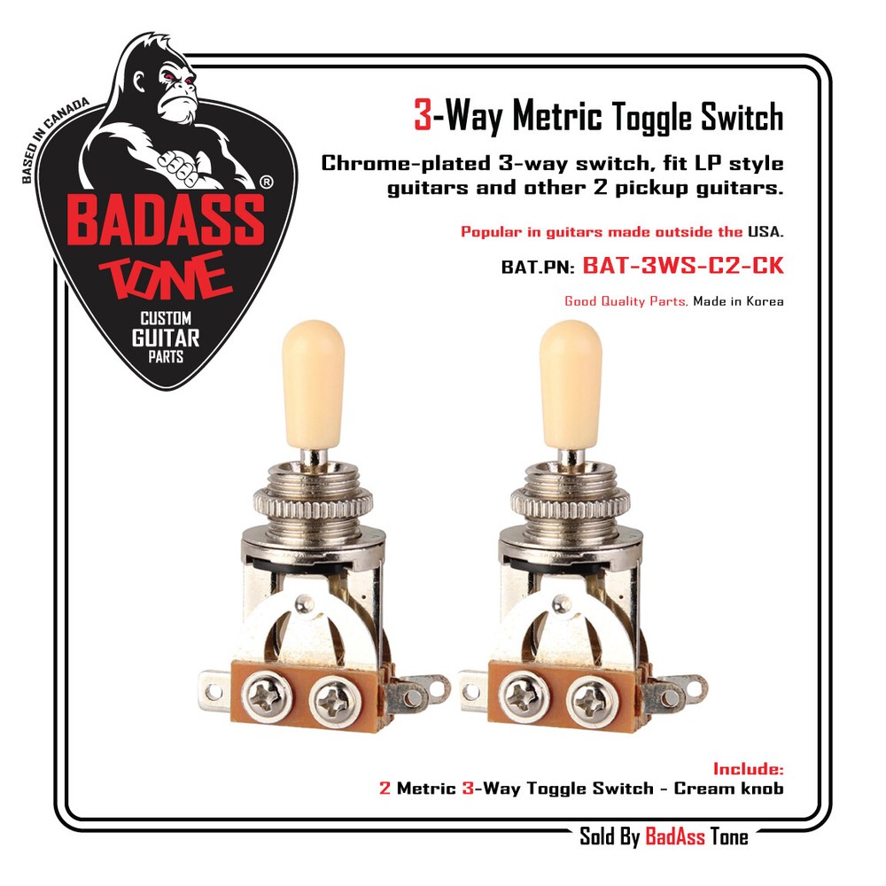 3 Way Toggle Switch - Chrome / Cream Tip - Les Paul Epiphone - Qty (2)