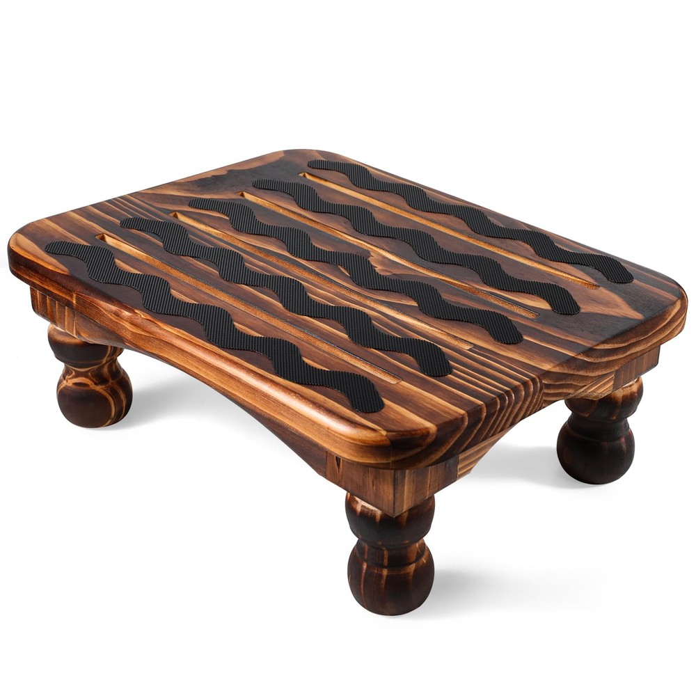 URFORESTIC Solid Wood Bed Step Stool Super Large/Bedside Steps for High