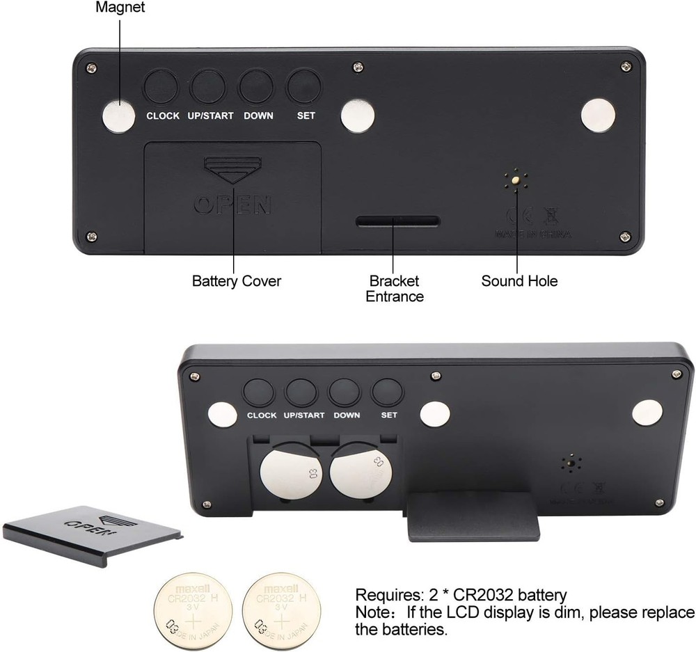 Versatile Digital Countdown Timer with 12/24-Hour Display - Functional & Stylish