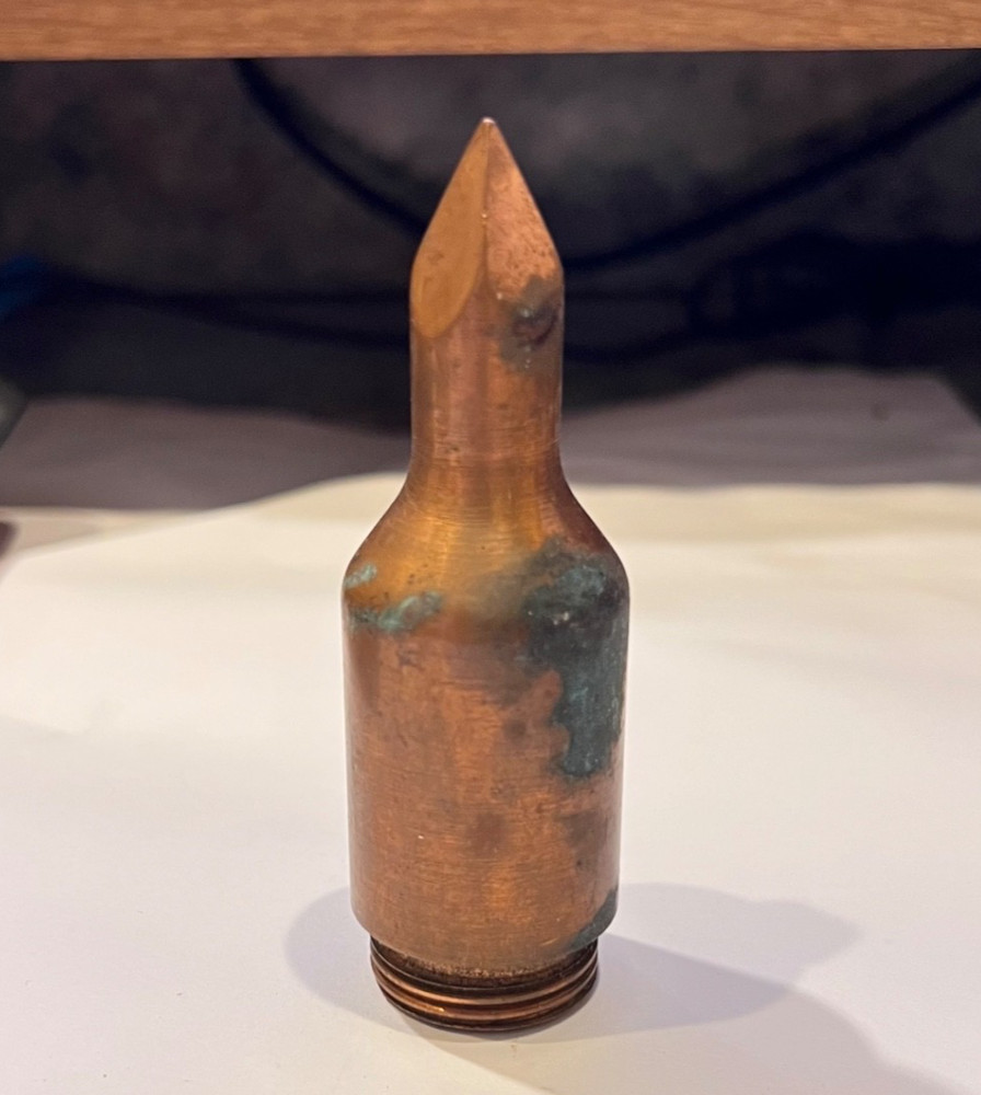 Copper Soldering Iron Tip Threaded 1 1/8" #4