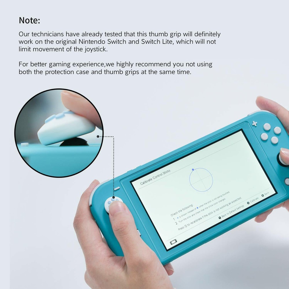 For Nintendo Switch Lite Green Shell Protective Case + 4 X Thumb Grip Caps